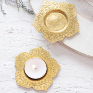 Star Tealight Holders Set of 2 Gold Glass <b>Candle</b> tealight Holders - Product Image 5