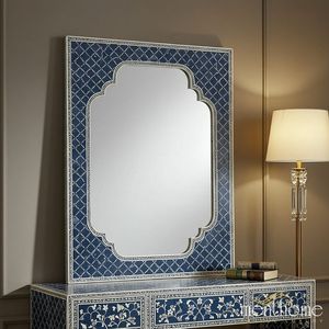 High Quality Modern Decorative <b>Dressing</b> <b>Mirror</b> Stand Indian Handmade Mother Pearl Inlay Wall <b>Mirror</b> Wood Frame Bone Material - Product Image 5