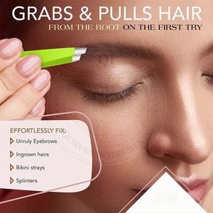แหนบสแตนเลสสีเขียวปลายเฉียง ขนาด 4 นิ้ว สำหรับถอนขนหน้าผากและขนคิ้ว - Product Image 3