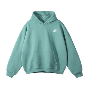 Sudadera con capucha unisex extragrande personalizada al por mayor, de algodón grueso con forro polar, hombros caídos, bolsillo frontal y logo. - Product Image 2