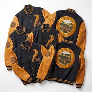 Veste universitaire personnalisée OEM en laine avec manches en cuir, broderie Crypt Architects Masonry, patch Abbey Gate, manteau vert - Product Image 4