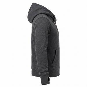 Sudadera con capucha y cremallera para hombre, de algodón grueso, felpa francesa, corte regular, estilo urbano de invierno, de secado rápido y antiarrugas - Product Image 3