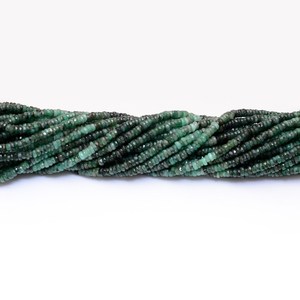 Emerald 5mm-6mm Faceted Heishi Beads Natural Emerald Precious Gemstone Wheel Coin <b>Spacer</b> Rondelle Loose Beads For Jewelry Making - Product Image 2