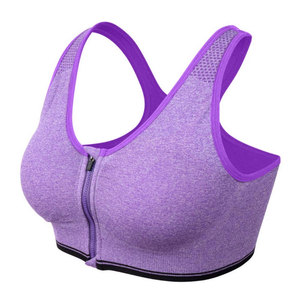 Reliable Top Trending Product Zipper Up Sports Bra <b>Machine</b> Stitched High Stretchable Fabric Made Sports Bras Adults Girls - Product Image 2