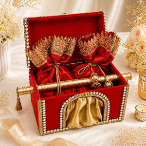 Rangrata BX_001 Velvet Decorative Doli <b>Box</b> <b>Lock</b> Wedding Trousseau Bridal Cosmetic Jewelry Storage Gift Packaging Organizer <b>Box</b> - Product Image 5