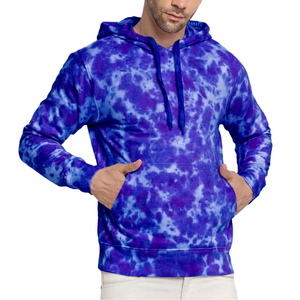 Sweat-shirt à capuche tie-dye pour homme, coupe classique, en molleton bouclette, manches longues, motif violet et blanc, idéal pour l'automne - Product Image 4