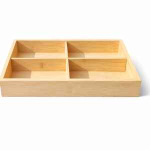 Organisateur de rangement en bambou écologique à 6 compartiments pour tiroir de cuisine, organisateur multi-sections pour la maison et le bureau - Product Image 1