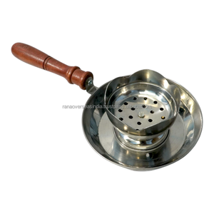 Brûleur d'encens en acier inoxydable en gros avec poignée en bois, bol perforé, plateau rond pour charbon, résine, bakhoor et arômes - Product Image 3