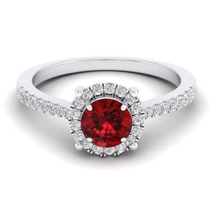 REYES Premium Quality 14K Solid Gold IGI Certified Diamond Halo <b>Ring</b> Round Brilliant Cut 0.84 Carat <b>Garnet</b> Gemstone Fine Jewelry - Product Image 5