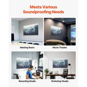 Set di 8 Pannelli Acustici Autoadesivi 63 X 23.62 X 0.4 Pollici, Piastrelle Decorative Fonoassorbenti in ABS per Pareti - Product Image 5