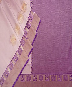 Sari de Seda Morado y Rosa, Vestido Tradicional Indio para Boda con Patrón de Borde, para Mujer Adulta, Corte Regular, Largo hasta el Suelo - Product Image 6