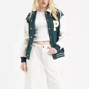 Chaquetas de béisbol universitarias personalizadas para mujer, estilo collage, para invierno, ropa urbana, transpirables, de punto, teñidas, a prueba de viento, ecológicas - Product Image 3
