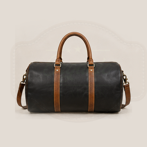 Bolsa de Viaje de Cuero Genuino Premium para Hombre - Bolsa de Gimnasio y Fin de Semana de Gran Capacidad en Negro y Marrón - Product Image 5
