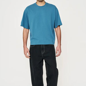 T-shirt surdimensionné court pour homme 100 % coton, respirant, à épaules tombantes, avec motif imprimé numérique, en tissu tricoté - Product Image 5