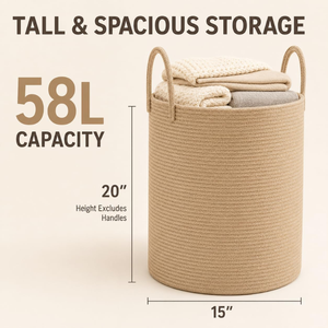Jute Rope <b>Laundry</b> Hamper <b>Basket</b>, Large Woven Blanket Storage <b>Basket</b> with Handles, <b>Nursery</b> Toy Organizer for Home Bedroom - Product Image 2