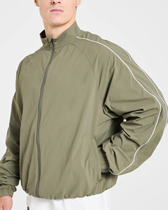 <b>Top</b> Selling Custom Manufacturer Logo Khaki Men Windbreaker Zip Hoodie With Piping 2 Piece Lightweight Men Windbreaker Tracksuits - Product Image 3