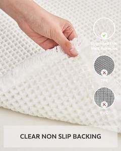 Minimalist Woven Cotton <b>Bath</b> Mat Rectangle Geometric Pattern Absorbent Bathroom Rug Beige Fringe <b>Edge</b> - Product Image 6