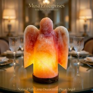 Lámpara de Sal Rosa del Himalaya Natural, Hecha a Mano, Portátil, Decorativa con Forma de Ángel, Luz Nocturna de Cristal, Purificadora de Aire, Energía Curativa para el Hogar - Product Image 5