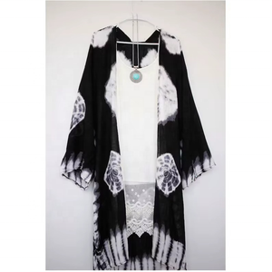 Handmade Sweet Natural Woven Eco-Friendly Tie Dye Kimono <b>Jacket</b> & Floor-Length Casual Beach Cover-Up for Women Summer Holiday - Product Image 2