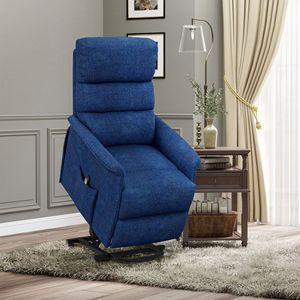 Poltrona Elettrica Reclinabile Blu Scuro per Anziani con Telecomando e Tasche Laterali per Soggiorno - Product Image 2
