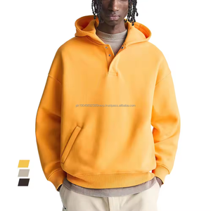 Último diseño Botón a presión Hombres Oversized Sherpa Fleece Hoodie 400gsm 500gsm hombres sudaderas con capucha - Product Image 4