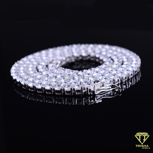 Collar de tenis clásico con diamantes de moissanita de corte redondo, plata de ley 925, joyería nupcial elegante para mayoristas - Product Image 2