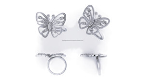 Ban đầu thời trang chất lượng cao của phụ nữ 10k rắn vàng bướm vvs moissanite kim cương độc đáo thiết kế quyến rũ Nhẫn quà tặng cho cô ấy - Product Image 3