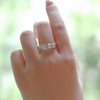 Bague délicate à trois pierres en moissanite taille Asscher pour femme, en argent 925, cadeau d'anniversaire pour partenaire