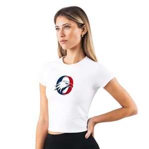 Camiseta Deportiva Blanca de Manga Corta para Mujer, Transpirable, Ajustada, de Algodón, para Gimnasio, Fitness, Entrenamiento, Ejercicio - Product Image 3
