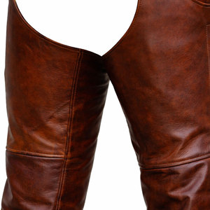 Best Design Men <b>Half</b> Leather <b>Chaps</b> OEM Customized Logo Solid Brown Color Riding Equestrian Use Chaos For Sale - Product Image 5