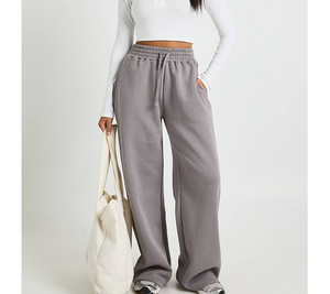 Pantalones de chándal de forro polar personalizados al por mayor para invierno, de doble cintura, estilo urbano, corte holgado, para mujer, con cordón en la cintura, para fitness y jogging - Product Image 3