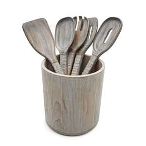Wooden Kitchen Utensil Holder Countertop Spoon Fork Spatula Organizer Rustic Wood Cooking <b>Tool</b> Storage Container Kitchen <b>Caddy</b> - Product Image 1