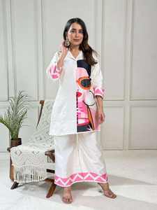 Conjunto Kurti y Palazzo para Mujer con Estampado Étnico, de Secado Rápido, Ideal para Oficina, Bodas y Eventos Especiales - Mejor Precio - Product Image 6