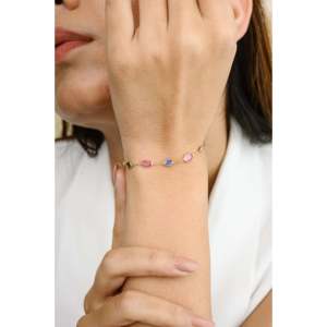 18K White Gold Oval Multi Sapphire Diamond Tennis <b>Bracelet</b>-IGI Certified Minimal <b>Stacking</b> - Product Image 3