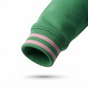 Sweat à capuche unisexe en molleton 100% coton de haute qualité, vert et rose, épais et uni, avec poignets côtelés - Product Image 4