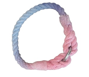 Ollar-collar de algodón hecho a mano para perro, cuerda colorida ombré color azul rosa púrpura de 10 pulgadas - Product Image 1