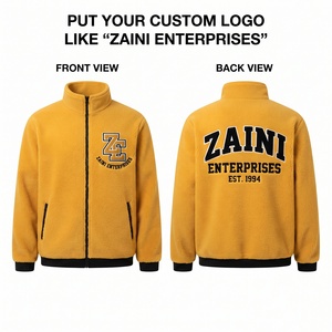 เสื้อแจ็คเก็ตขนแกะโพลาร์พรีเมียม 280 GSM อุ่น นุ่ม ซิปเต็มตัว คอตั้ง สีเหลืองมัสตาร์ด โลโก้ปั๊มนูน สำหรับฤดูใบไม้ร่วง ผู้ชาย วิ่งออกกำลังกาย กันน้ำ - Product Image 1