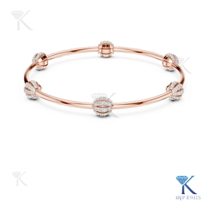 Minimalist Lab Grown Diamond Station <b>Bangle</b> 14K 18K <b>Solid</b> <b>Gold</b> Fine Unisex Luxury Jewelry Gift - Product Image 4