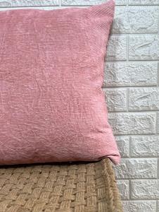 Funda de Cojín Cuadrada a Rayas de Terciopelo Rosa, 100% Algodón, Decorativa para Sofá del Hogar - Product Image 3