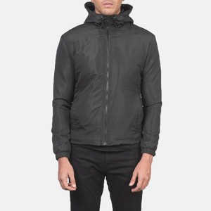 Veste softshell noire à capuche pour homme, résistante à l'eau, fermeture éclair, manches longues, vêtements de randonnée d'automne - Product Image 3
