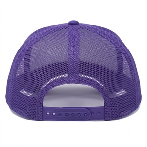 Custom Logo Purple 6-Panel Trucker Hat Mesh Back Adjustable <b>Snap</b> Closure Casual Outdoor Summer Unisex Adult Hat - Product Image 3