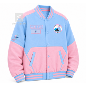 Chaqueta cortavientos personalizada Jack & Jill of America con logo bordado en azul claro y rosa, estilo casual unisex con forro de poliéster. - Product Image 2