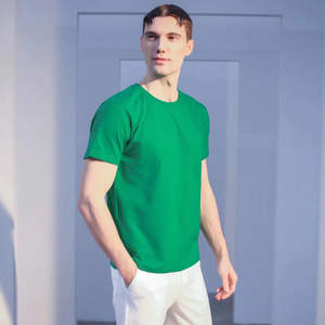 เสื้อยืดแขนสั้นผู้ชาย คอกลม ลำลอง ใส่สบายสำหรับฤดูร้อน สีเขียวมะนาวเขียวขี้ม้า ผ้าฝ้ายเนื้อนุ่ม ทรงปกติ - Product Image 6