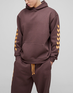 Custom Streetwear Men's Hooded Tracksuit Set Customized Color Solid <b>Full</b> Length Regular Fit Drawstring Closure 100% Polyester - Product Image 2