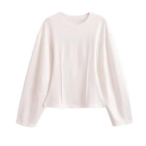 ชุดเซ็ต 2 ชิ้นสำหรับผู้หญิง แฟชั่นผ้าสองด้านทรงเข้ารูป คอกลม แขนยาว เสื้อท่อนบนหรูหรา ยืดหยุ่นได้ กางเกงขายาวทรงหลวม สวมใส่สบาย - Product Image 5