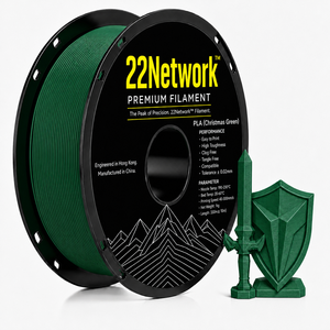 เส้นพลาสติก PLA สีเขียวคริสต์มาส 22Network ขนาด 1.75 มม. น้ำหนัก 1 กก. สำหรับเครื่องพิมพ์ 3 มิติอุตสาหกรรม ความเร็วสูง 300 มม./วินาที โรงงาน OEM ODM - Product Image 1