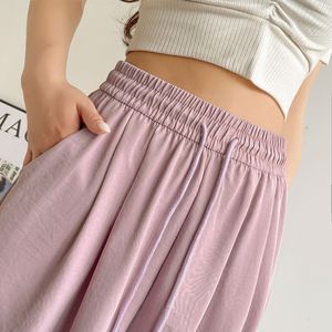 Pantalon large taille haute pour femme 2026, en soie douce, avec cordon de serrage, coupe ample, jambe droite – Prix usine CN Bangladesh - Product Image 4