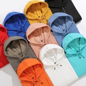 Custom Full Zip Hoodie Men's Heavyweight Zip Up Hoodies Oversized Cotton Fleece Sweatshirt Streetwear Zipper Hoodie - Product Image 5