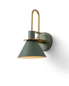 Industrial Metal <b>Wall</b> <b>Sconce</b> Green Cone Shade Black Arm Decorative <b>Lighting</b> Fixture - Product Image 3