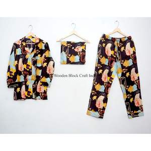 Conjunto de pijama de algodón con estampado floral, suave y ligero, para mujer, para dormir por la noche. - Product Image 4